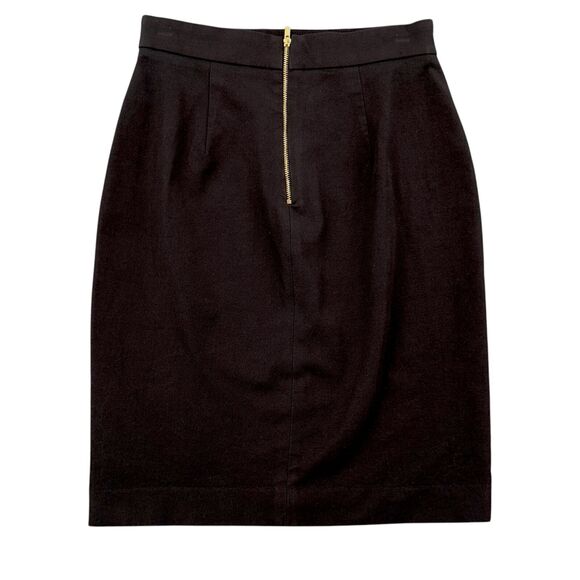 Banana Republic Black Knee-Length‎ Front Slit Back Gold Zipper Skirt Petite 2 - Picture 2 of 5